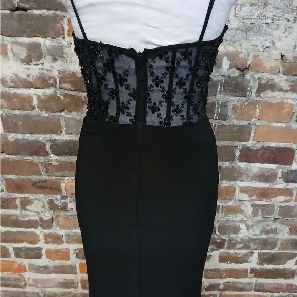 Mac Duggal Ieena Corset Dress Womens Size 2 Black Beaded Formal Evening Gown - Picture 11 of 11